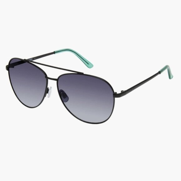 NWT KURT GEIGER LONDON 61mm Aviator Sunglasses Black Crystal Green/ Smoke